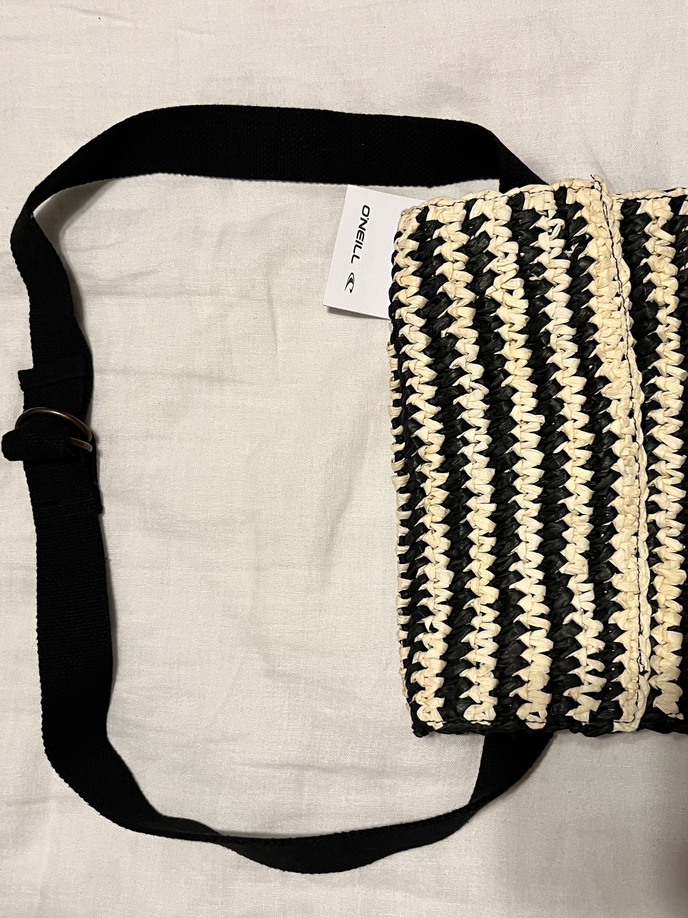 O'Neill Striped Crossbody Bag Black & Cream NWT